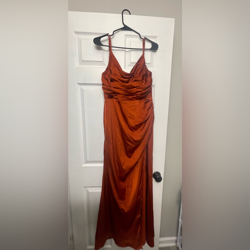 Azazie Asymmetrical Dress in Rich Rust